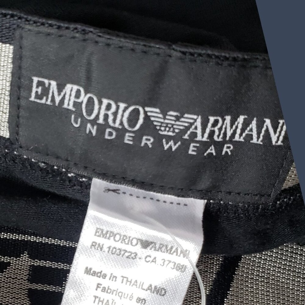 Emporio Armani Mens Modal Briefs  Stylish Logo Waistband Black/Beige Medium - Picture 7 of 9